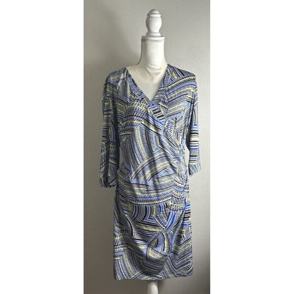 Laundry by Shelli Segal Faux Wrap Bodycon Geo Print Stretch Dress Size Large - Picture 1 of 10